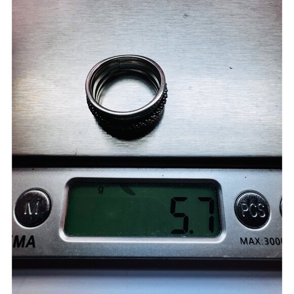 Estate Sterling Silver Wide Rope Band Ring Size 7.5 – Vintage 925 Jewelry - Picture 10 of 11